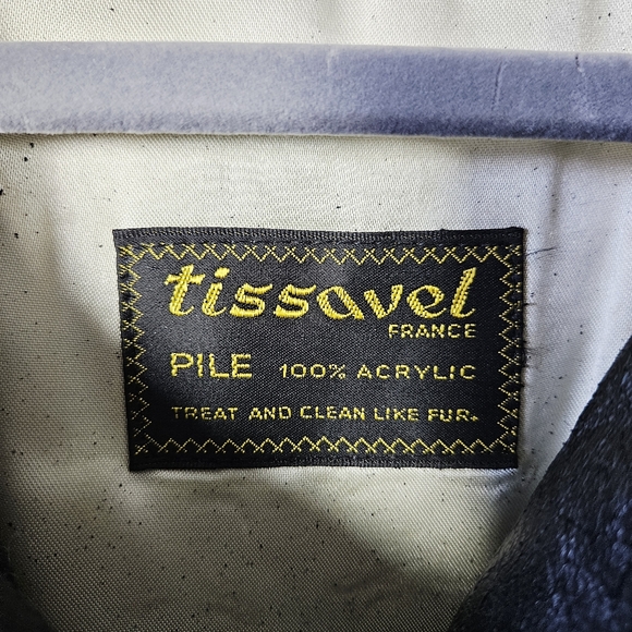 Vintage Faux Fur Leather Striped Coat Size S Tissavel of France - Picture 4 of 4